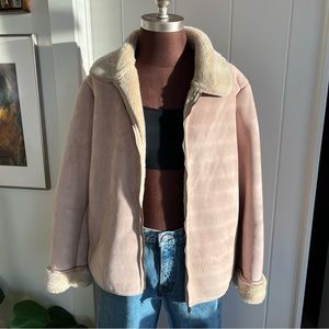 Vintage fur-lined faux suede coat